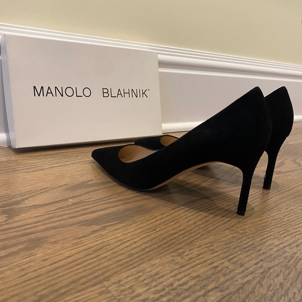 Black Suede Manolo Blahnik Heels, size 7.5